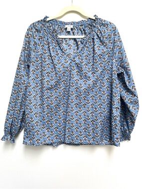 J. Crew factory peasant blouse, floral woodblock style print. Size medium
